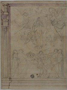 Maria Hemelvaart (recto); Schetsen van Architecturale Details (verso) door Unknown Florentine