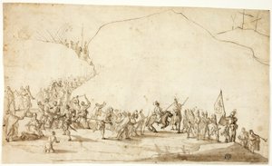 Calvarieberg (recto); Schets van onderbeen (verso) door Unknown Florentine