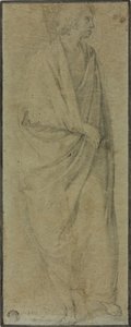 Staande gedrapeerde mannelijke figuur