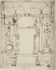 Spiegel met Cartouche door Unknown Italian