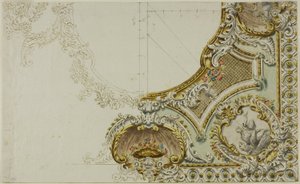 Schets van plafonddecoratie door Unknown Italian