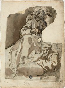 Dood van een heilige door Unknown Sienese