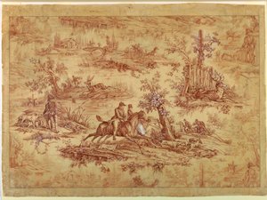 Tekening, Cartoon voor katoenbedrukt textiel, La Route de Jouy, na 1815 door Unknown artistUnknown artist