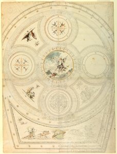 Tekening, plafonddecoratie, Teatro Valle, Rome, 1821 door Unknown artistUnknown artist