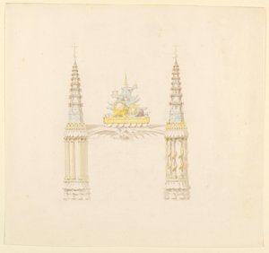 Tekening, Schoorsteenstuk, westelijke muur van de muziekkamer, ca. 1820 door Unknown artistUnknown artist