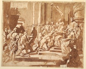 Tekening, Clemens XI die zijn nicht tot non benoemt, ca. 1700 door Unknown artistUnknown artist