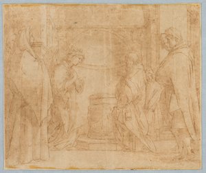 Tekening, Kopie naar Annunciatie van de Engel aan Zacharia, 1538-1600 door Unknown artistUnknown artist