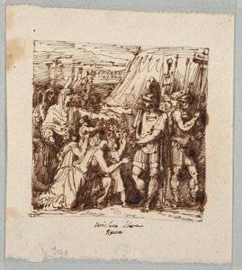 Tekening, Coriolanus stemt in met het opheffen van het beleg van Rome, eind 19e eeuw door Unknown artistUnknown artist