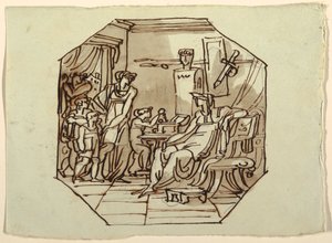 Tekening, Cornelia, Moeder van de Gracchi, Palazzo Cavina, Faenza, 1816 door Unknown artistUnknown artist
