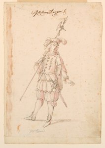 Tekening, Kostuumontwerp: Een Duitser voor een Ballet, ca. 1720 door Unknown artistUnknown artist