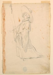 Tekening, Kostuumontwerp: Een meisje in fantastische kleding voor een ballet, ca. 1720