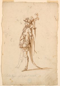 Tekening, Kostuumontwerp: Een pagina voor een ballet, ca. 1720 door Unknown artistUnknown artist