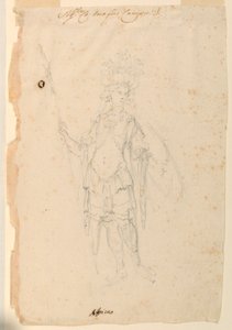 Tekening, Kostuumontwerp: Afrika voor een ballet, ca. 1720 door Unknown artistUnknown artist