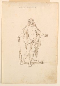 Tekening, Kostuumontwerp: Heldenkracht voor een ballet, ca. 1720