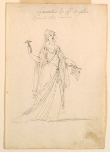 Tekening, Kostuumontwerp: Muziek voor een ballet, ca. 1720 door Unknown artistUnknown artist