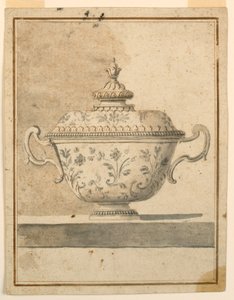 Tekening, Gedekte keramische schaal, 1750-90 door Unknown artistUnknown artist