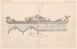 Tekening, Kuif van een baldakijn (V: figuurschetsen), ca. 1750-75 door Unknown artistUnknown artist