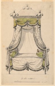 Tekening, Ontwerp voor een bed in Romeinse stijl, 1780 door Unknown artistUnknown artist