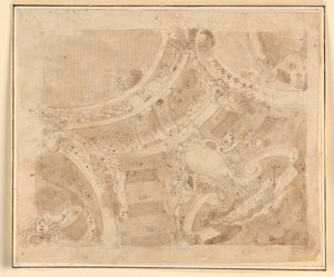 Tekening, ontwerp voor een plafond, 1700-1750 door Unknown artistUnknown artist