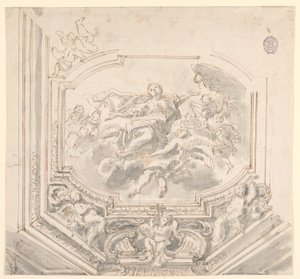 Tekening, ontwerp voor een plafond, 18e eeuw