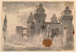 Tekening, Toneelontwerp, Gezicht op Kasteel, 1810-1820