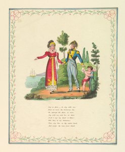 Wenskaart, "Blijf aan wal, - oh, blijf bij mij...", ca. 1821 door Unknown artistUnknown artist