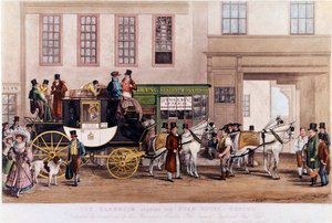 Een diligence voor het Star Hotel in Oxford in 1831