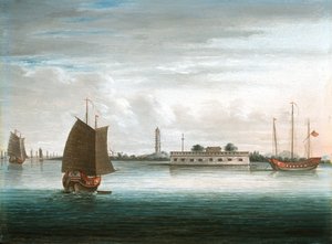Een fort aan de Canton-rivier, 1e Chinees-Oorlog, circa 1840 door Unknown artist