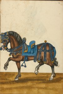 Een paard in harnas door Unknown artist