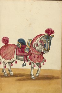 Een paard in harnas door Unknown artist