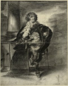 Een man in 17e eeuws kostuum door Unknown artist