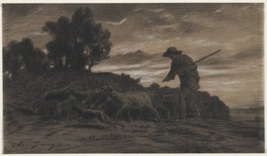 Een Herder met Zijn Kudde door Unknown artist