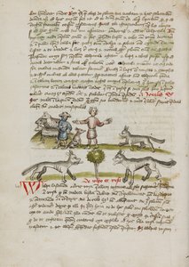 Een herder met zijn hond en kudde; Een man die een wolf verjaagt door Unknown artist