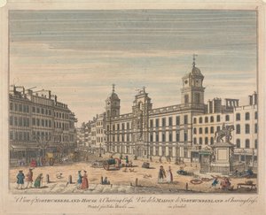 Een uitzicht op Northumberland House en Charing Cross