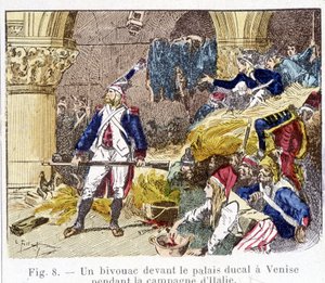 Een bivak voor het hertogelijk paleis in Venetië tijdens de Italiaanse campagne