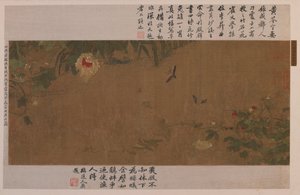 Een Tuinstuk: Bloemen, Vechtende Sprinkhanen, Mieren en Andere Insecten door Unknown artist