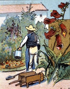Een tuinman, chromolithografie