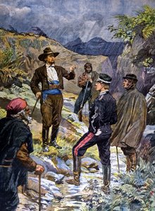 Een gendarme ter verantwoording geroepen door een bandiet uit Sardinië. 1899.