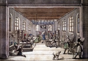 Een drukkerij aan het begin van de 18e eeuw door Unknown artist