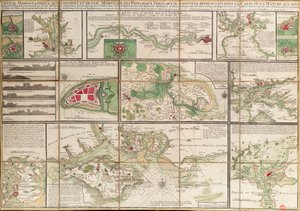 Een tafel met details van de belangrijkste maritieme havens die worden weergegeven in de kaart van het Engelse Kanaal, ca. 1780 door Unknown artist
