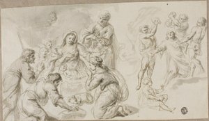 Aanbidding van de Herders; Steniging van Sint Stefanus door Unknown artist