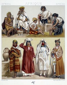 Algerije en Tunesië, volkskostuums - in "Le costume historique" door Racinet door Unknown artist