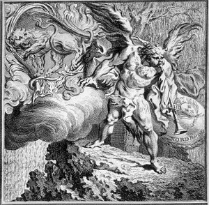 Allegorie van de Noordenwind. 18e eeuwse gravure door Unknown artist