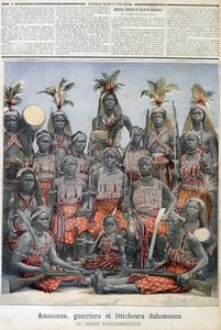 Amazones, krijger en Dahomeaanse fetisjisten (uit het huidige Benin), uit de acclimatisatietuin - in 
