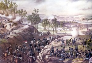 Amerikaanse Burgeroorlog (1861 - 1865): Slag bij Resaca (Georgia) 13-15 mei 1864. Gravure uit de 19e eeuw