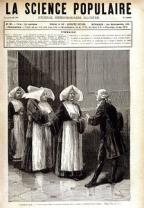 Antoine Augustin Parmentier (1737 - 1813), apotheker bekend om het verspreiden van aardappelcultivatie in Frankrijk, sprekend tot nonnen. in La science populaire 20/01/1881 door Unknown artist