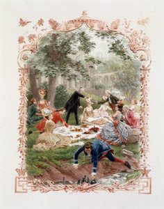Aristocratische picknick in de tuinen van het kasteel van Versailles door Unknown artist