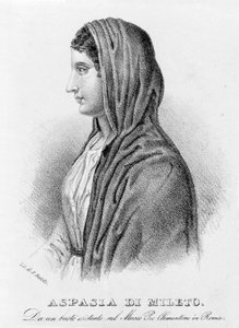 Aspasia van Milete, minnares van Pericles. Lithografie van Bertotti. 19e eeuw door Unknown artist