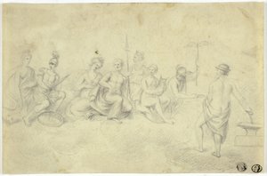 Vergadering van goden en godinnen op de berg Olympus door Unknown artist
