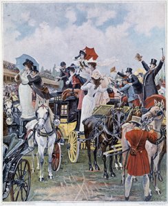 Bij de races: de aankomst van de favoriet door Unknown artist